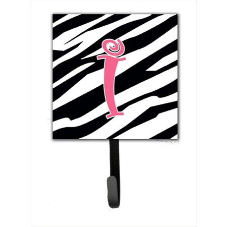 Carolines Treasures 4.25 x 6 in. Letter I Initial Monogram Zebra Stripe and Pink Leash Or Key Hook CJ1037-ISH4